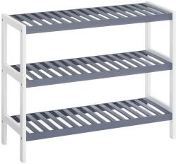 SONGMICS Bambusz cipőtartó, 3 szintes tárolópolc, fehér és szürke (LBS03WG) - tutihome