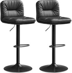 VASAGLE Bárszékek, 2 db állítható magasságú bárszék PU huzattal, háttámlával, fekete (LJB094B01)