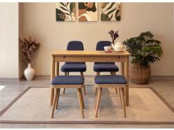 ASIR GROUP Étkezőgarnitúra(Kihúzható asztal, szék) (5 db) Vina Mini 02 1048 - Tölgy, Sötétkék (869VEL8813)