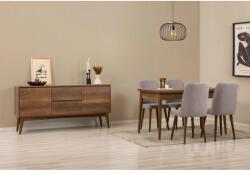 ASIR GROUP Étkezőgarnitúra(Kihúzható asztal, szék, konzol asztal) (6 db) Vina 01 0701 - Dió, Szürke (869VEL8770)