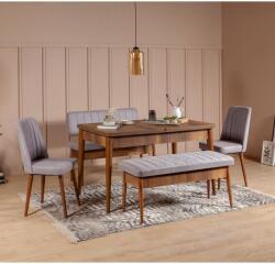 ASIR GROUP Étkezőgarnitúra(Kihúzható asztal, szék) (5 db) Vina Dió Soho Szürke (869VEL5141)