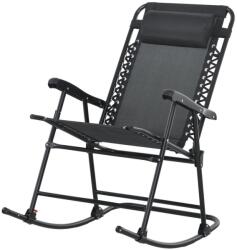 Outsunny kültéri összecsukható hintaszék párnával, időjárásálló 120 kg-ig fekete (84A-099V01BK)