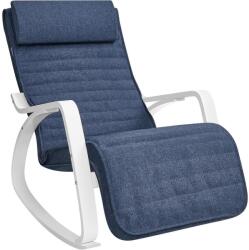 SONGMICS Hintaszék nyírfa karfákkal, hintaszék 5 irányban állítható lábtámasszal, fehér és sötétkék (LYY011Q01) - tutihome