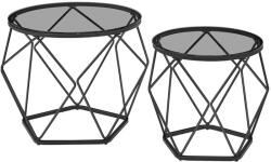 VASAGLE Kerek dohányzóasztalok, 2 db asztal, levehető asztallap, szürke-fekete (LGT040B03)