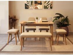 ASIR GROUP Étkezőgarnitúra(Kihúzható asztal, szék) (6 db) Vina Mini 03 1005 - Tölgy, Krém (869VEL8802)