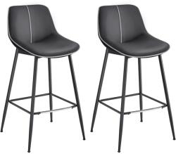 VASAGLE bárszékek 2 db-os szett, ergonomikus háttámlával, műbőr kárpitozással, 73 cm magas, tintafekete (LBC888B01)