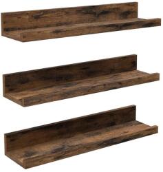 VASAGLE Falipolcok 3 db lebegő polc készlet, hossza 38 cm, rusztikus barna (LWS037X01)