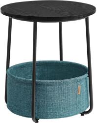 VASAGLE Kerek asztal 45x50 cm, kis dohányzóasztal, Fekete-türkiz (LET223B56)