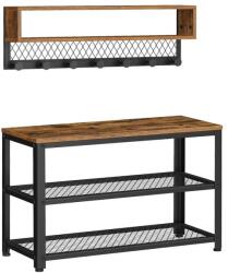 VASAGLE Kabáttartó cipőpad szett, cipőtartó fogassal, rusztikus barna (LCR073K01)