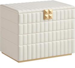 SONGMICS Egymásra rakható ékszerdoboz tükörrel, 4 szintes ékszertároló, felhőfehér (JBC181W01)