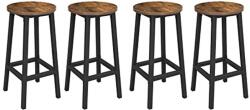 VASAGLE 4 darabos bárszék szett, konyhai ülőke, acélvázzal, 65 cm, rusztikus barna és fekete (LBC232B01) - tutihome