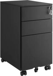 SONGMICS zárható irodai szekrény , acél irattartó szekrény 3 fiókkal, fekete (OFC031B01)