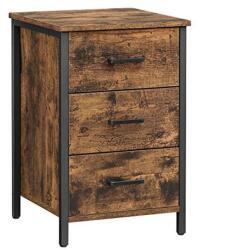 VASAGLE Éjjeliszekrény 3 Fiókkal, 40 x 40 x 60 cm, Vintage Barna-Fekete (LET509B01)