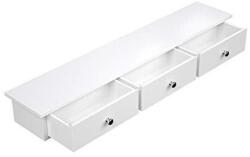 SONGMICS Lebegő falipolc 3 fiókkal, fali tárolóval, fehér, 80x15x10 cm (LWS085W01V1) - tutihome