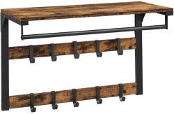 VASAGLE Fali kabáttartó polccal, 65 x 42 x 30 cm, rusztikus barna (LCR101B01) - tutihome