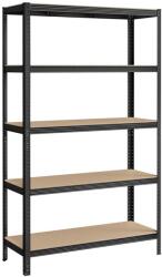 SONGMICS Nagy teherbírású fém tároló polc, 5 szintes salgó polc 200 x 120 x 60 cm, fekete (GLR060B01)