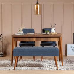 ASIR GROUP Étkezőgarnitúra(Kihúzható asztal, szék) (4 db) Vina 1048 - 3 - Dió, Sötétkék (869VEL5323)