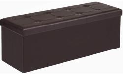 SONGMICS Összecsukható műbőr pad tárolóval, barna, 110x38x38 cm (LSF703)