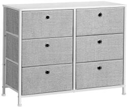 SONGMICS Tárolószekrény 6 fiókkal, komód, világosszürke (LTS023W01)