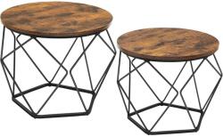 VASAGLE Dohányzóasztal, 2 oldalsó asztal, Ø60cm és Ø50cm, barna-fekete (LCT041K01) - tutihome