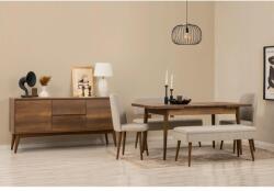 ASIR GROUP Étkezőgarnitúra(Kihúzható asztal, szék, konzol asztal) (6 db) Vina Puha pad 04 1005 - Dió, Krém (869VEL8777)