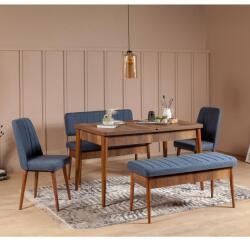 ASIR GROUP Étkezőgarnitúra(Kihúzható asztal, szék) (5 db) Vina Dió Sötétkék (869VEL5135)