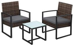 SONGMICS Erkélybútor szett, asztal és 2 szék, fekete/szürke (GGF010G05)