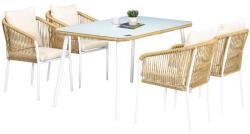 Outsunny 5 részes rattan kerti garnitúra, alumínium keret, fehér/bézs (861-076V00YL)