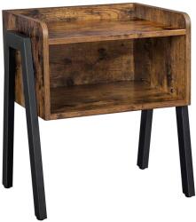 VASAGLE Rusztikus kis asztal, ipari stílusú éjjeliszekrény nagy rekesszel 42 x 52 x 35 cm (LET54X)