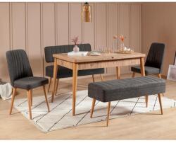 ASIR GROUP Étkezőgarnitúra(Kihúzható asztal, szék) (5 db) Vina 1053 - 4 - Antracit, Atlantic (869VEL5330)