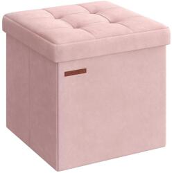 SONGMICS Bársony tárolópad, összecsukható tárolódoboz, pasztell rózsaszín, 38 x 38 x 38 cm (LSF227R01)