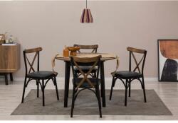 ASIR GROUP Étkezőgarnitúra(Kihúzható asztal, szék) (5 db) Oliver - Fekete, Dió (869VEL8708)
