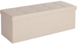 SONGMICS Összecsukható műbőr pad tárolóval, bézs, 110x38x38 cm (LSF70M)
