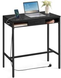 VASAGLE Bárasztal, magas konzolasztal töltőállomással és szövet fiókkal, fekete (LBT019B02)