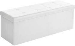 SONGMICS Összecsukható műbőr pad tárolóval, fehér, 110x38x38 cm (LSF702)