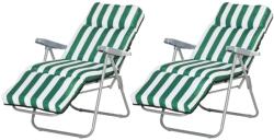 Outsunny kerti nyugágy szett 2 db összecsukható párnákkal 60 x 75 x 102 cm, zöld + fehér (01-0710)