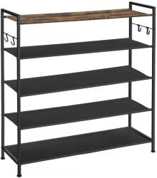 SONGMICS Cipőtartó 5 szintes, fém cipőtartó 20-25 pár cipőhöz, 29x89x92, 5 cm, barna-fekete (LMR035B01)