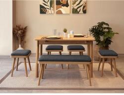 ASIR GROUP Étkezőgarnitúra(Kihúzható asztal, szék) (6 db) Vina Mini 06 1053 - Tölgy, Antracit (869VEL8821)