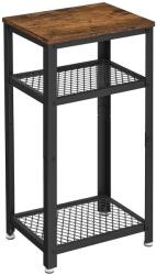 VASAGLE Nappali oldalasztal, éjjeliszekrény 2 hálós polccal, rusztikus barna (LET75BXV1) - tutihome