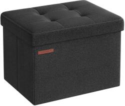 SONGMICS Összecsukható vászon puff tárolóval, fekete, 41x31x31 cm (LSF102B01)