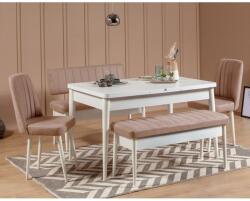 ASIR GROUP Étkezőgarnitúra(Kihúzható asztal, szék) (5 db) Vina Fehér Stone (869VEL5174)