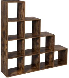 VASAGLE Könyvespolc, 10 kockás tároló, 129, 5 x 29 x 129, 5 cm, rusztikus barna (LBC10BX) - tutihome
