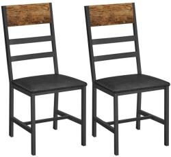 VASAGLE Párnázott étkezőszékek, 2 db konyhaszék szett, rusztikus barna és fekete (LDC095B01) - tutihome