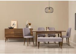 ASIR GROUP Étkezőgarnitúra(Kihúzható asztal, szék, konzol asztal) (7 db) Vina 03 0701 - Dió, Szürke (869VEL8800)