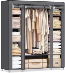 SONGMICS Szövet ruhásszekrény, ruhatároló gardróbszekrény, szürke (LSF03G) - tutihome