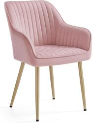SONGMICS Étkezőszék bársony, kárpitozott konyhai szék karfával, pasztell rózsaszín (LDC087R01)
