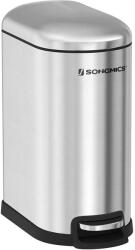 SONGMICS Vékony pedálos szemetes, 10L, rozsdamentes acél, lassan záródó, ezüst (LTB10NL)