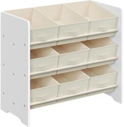 SONGMICS Gyerek játékpolc, 9 tárolódobozzal, textil, tágas, 29, 5 x 62, 5 x 60 cm, felhő fehér (GKR033W10)