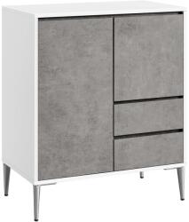 VASAGLE Tárolószekrény 2 fiókkal, 2 rekeszes ajtókkal és állítható magasságú polcokkal, modern, 40 x 70 x 85 cm, betonszürke (BBK243G02)