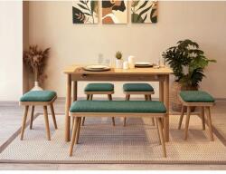 ASIR GROUP Étkezőgarnitúra(Kihúzható asztal, szék) (6 db) Vina Mini 06 1070 - Tölgy, Zöld (869VEL8822)